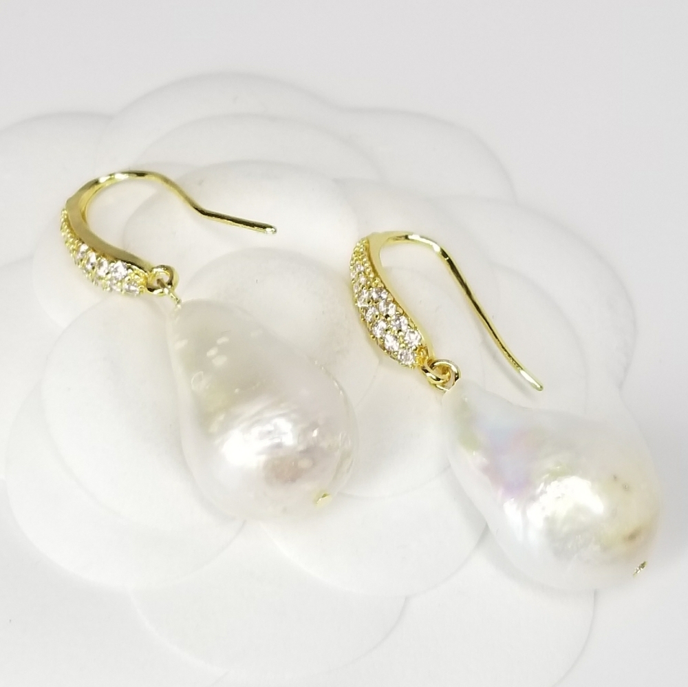 Natural Freshwater Baroque Pearl Earrings NEW - Picture 8 of 15